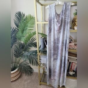 Blue and Purple Tye Dye Beach and Swim Midi Cover Up - Size Medium